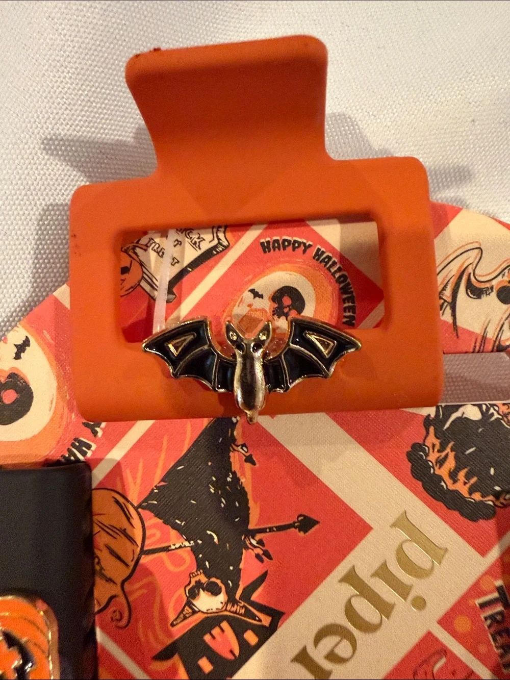 Piper.k Halloween Charm Claw Clip Set in Orange and Black